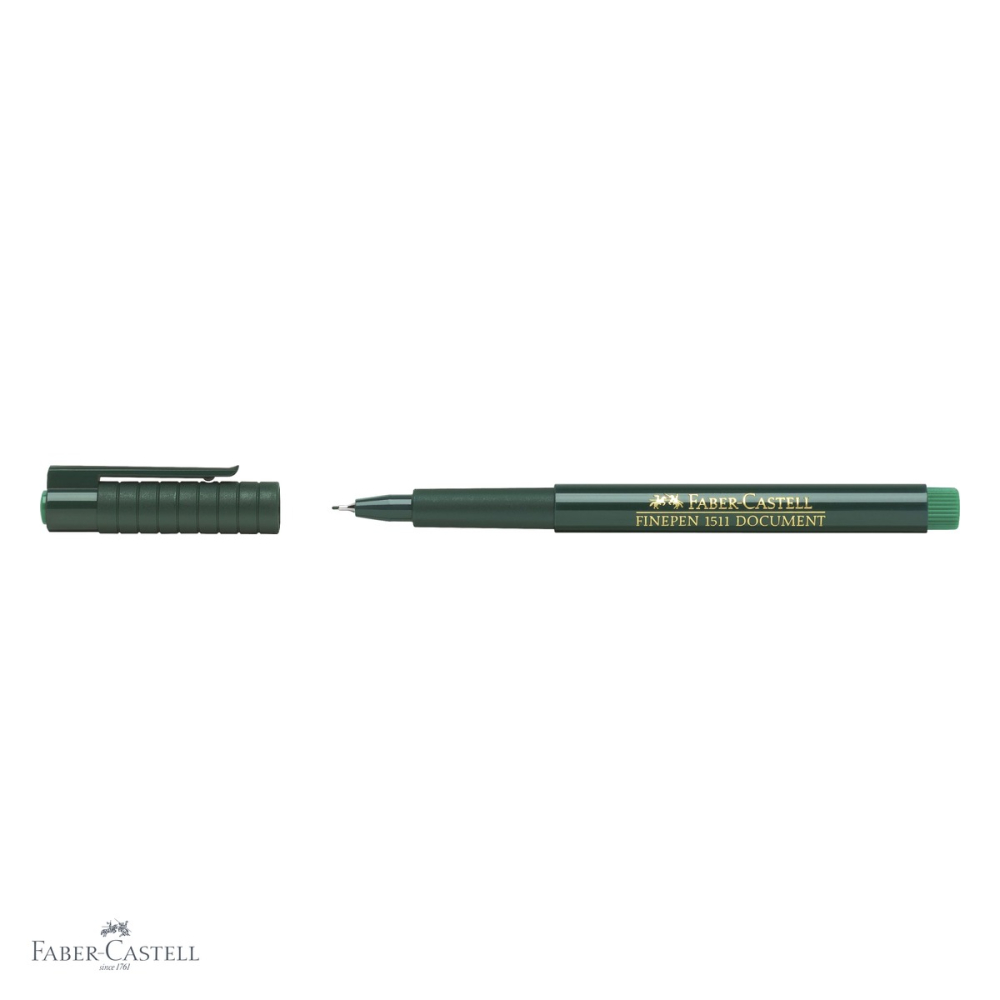Liner Faber-Castell Finepen 1511 verde, varf metalic 0.4 mm, cerneala permanenta pe baza de apa [4]