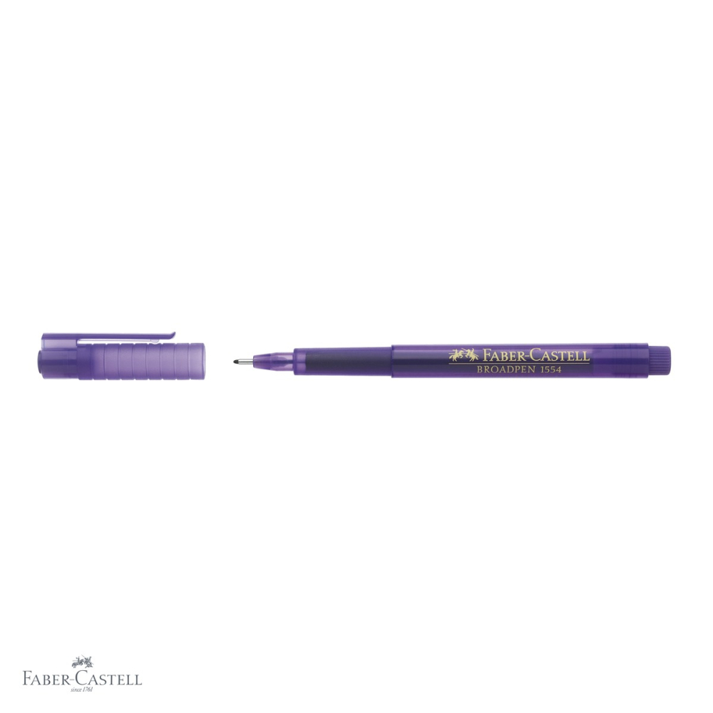 Liner violet 0.8 mm Faber-Castell Broadpen 1554, varf metalic, cerneala permanenta pentru documente [4]