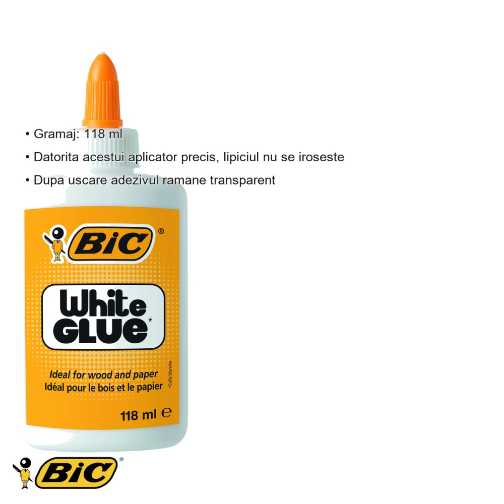 Lipici lichid Bic, 118 ml, alb, aplicator precis, pentru hartie carton fotografii si lemn [3]