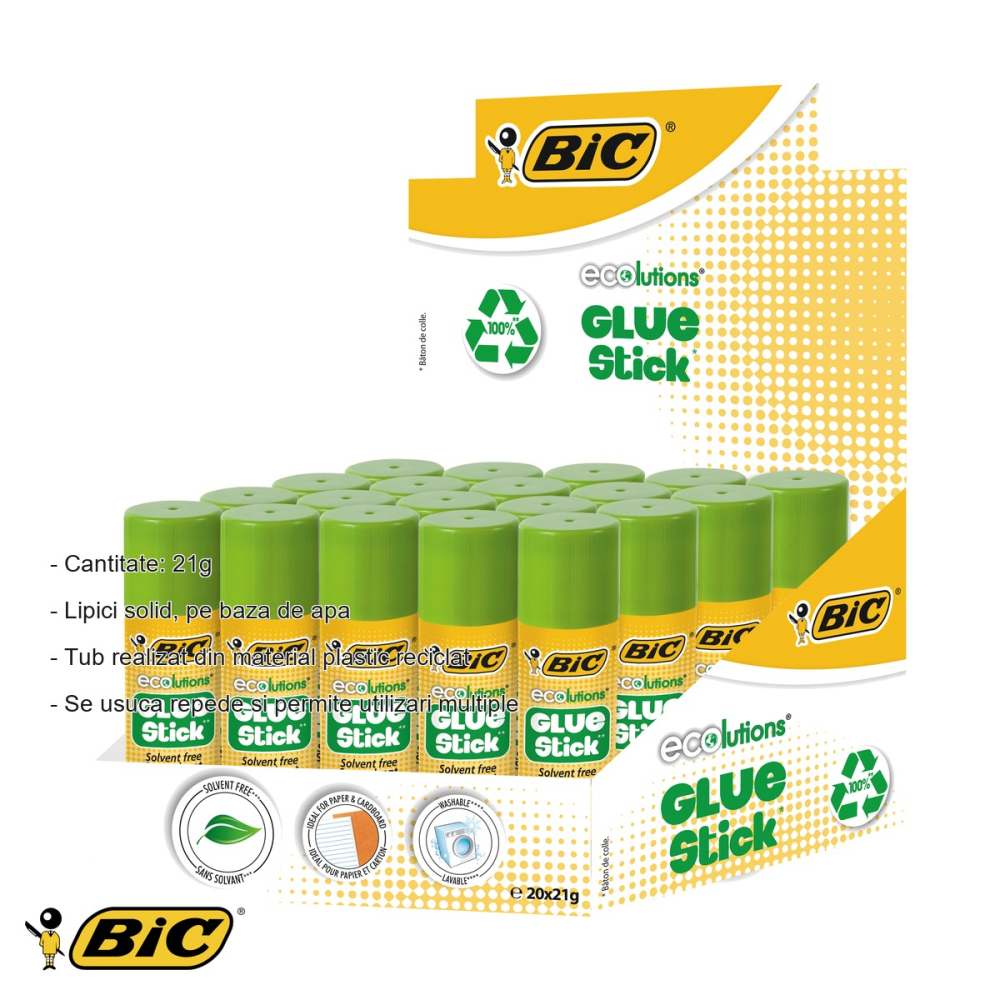 Lipici stick Bic 21g, pe baza de apa, lavabil, potrivit pentru copii [2]