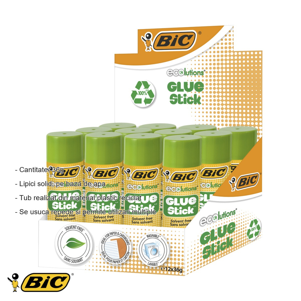 Lipici stick Bic 36g, pe baza de apa, lavabil, potrivit pentru copii [2]