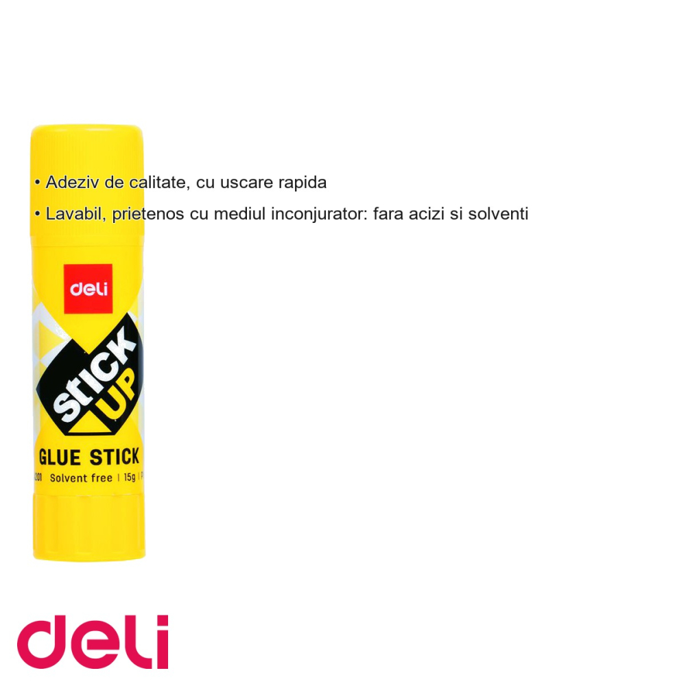 Lipici stick Deli 15g, adeziv cu uscare rapida, lavabil, pentru birou si scoala [3]