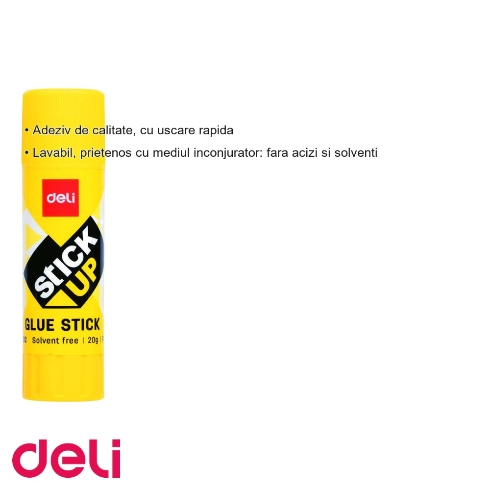 Lipici stick Deli 20g, adeziv cu uscare rapida, lavabil, pentru birou si scoala [3]