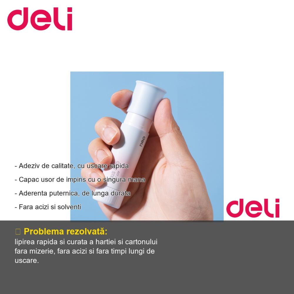 Lipici stick Deli, corp degrade, 15g, adeziv rapid fara acizi, pentru birou si scoala [2]