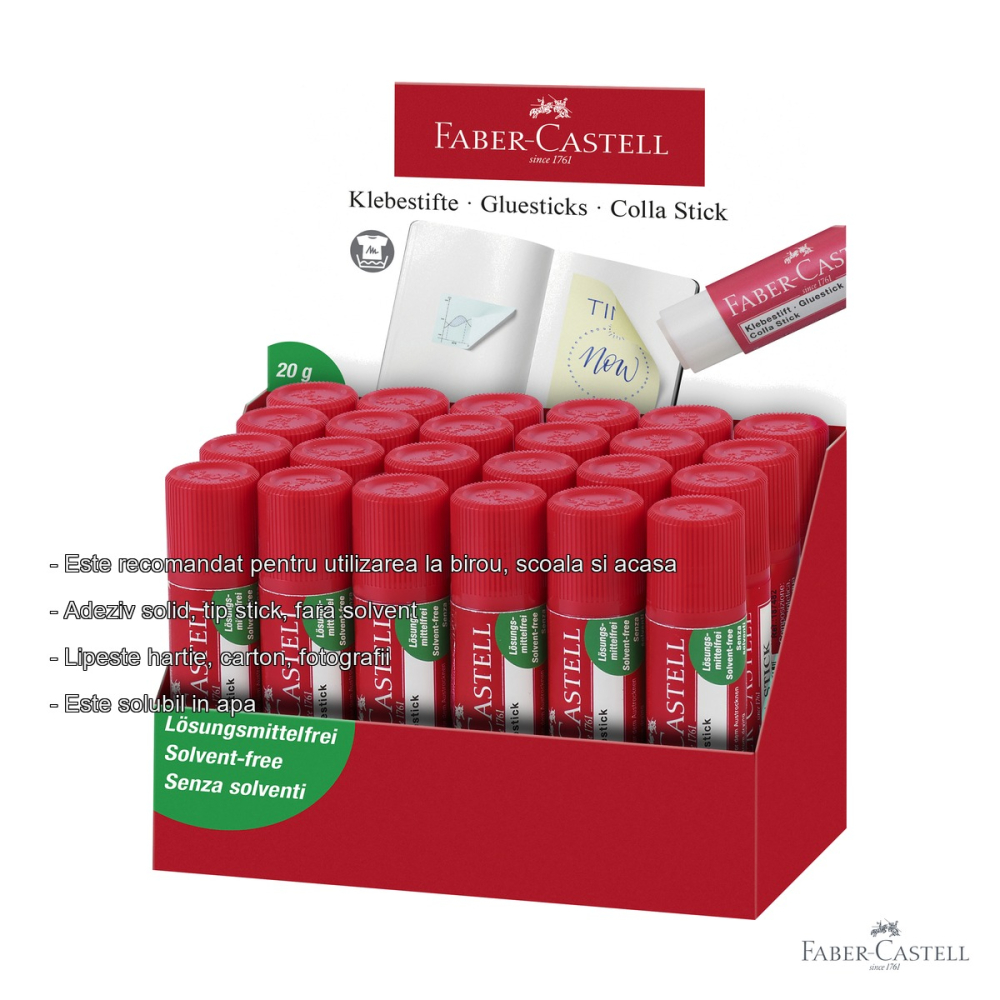 Lipici stick Faber-Castell 20g, fara solvent, pentru hartie, carton si fotografii [2]