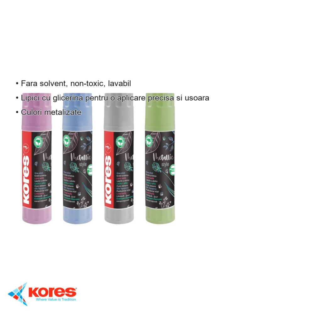 Lipici stick Kores metalizat 20g, formula cu glicerina, pentru hartie, carton si foto [3]