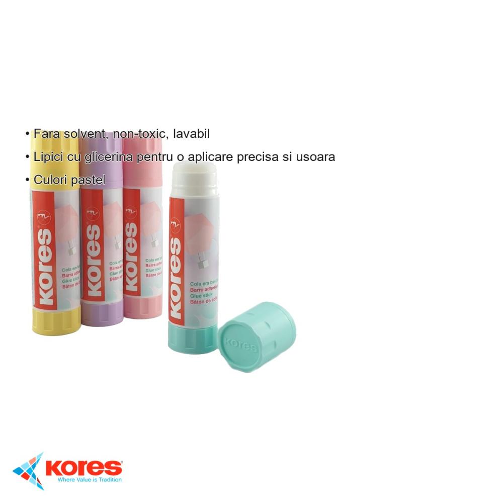 Lipici stick Kores Pastel 20g, cu glicerina, non-toxic si lavabil, pentru hartie si carton [3]