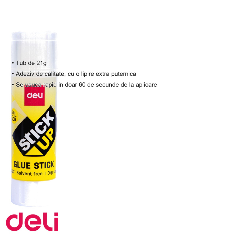 Lipici stick transparent Deli, 21g, uscare rapida, fara acizi, pentru birou si scoala [3]