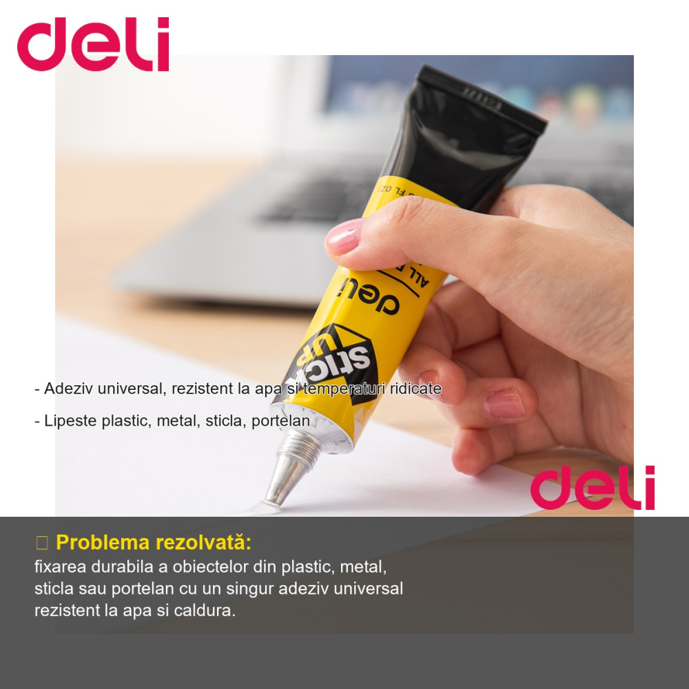 Lipici universal lichid Deli 35ml, rezistent la apa, pentru plastic, metal, sticla si portelan [2]