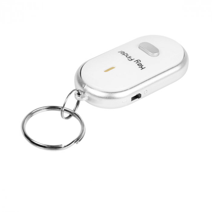 Localizator chei Blow 11947, tip breloc, cu inel de prindere, semnalizare audio si vizuala cu LED, alb cu argintiu [4]