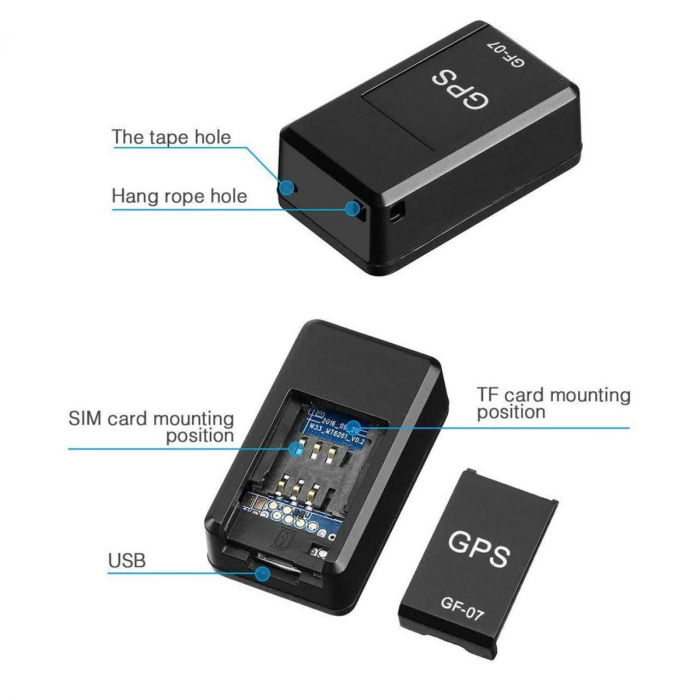 Localizator mini GPS, GF-07, pozitionare in timp real, monitorizare sunet, cu SIM card [8]