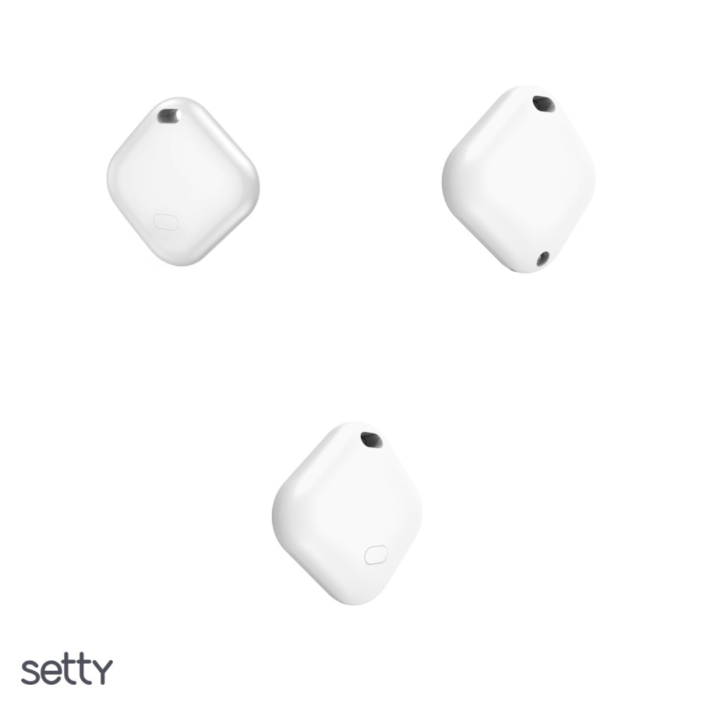 Localizator Setty FindMyTag 02, bluetooth v.5.2, alimentare cu baterie CR2032, cu carcasa din silicon, patrat, Alb [4]