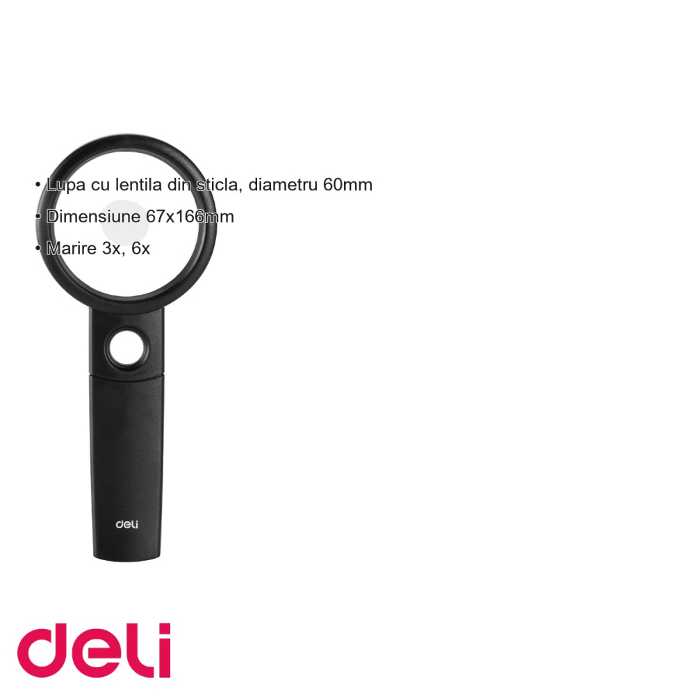 Lupa cu focalizare dubla Deli, lentila din sticla 60mm, marire 3x si 6x, pentru scoala si birou [3]