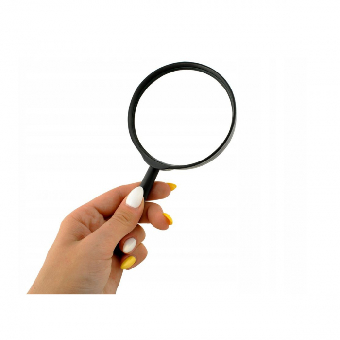Lupa cu lentila de sticla, diametru 90mm, maner fix 75 mm, negru [2]