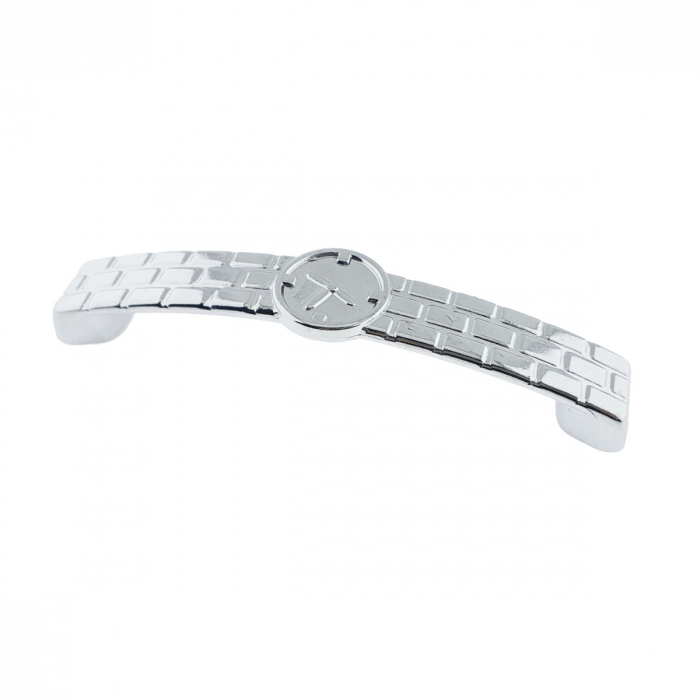 Maner din metal pentru mobilier, lungime 115 mm, cu design ceas, MOB-66989, argintiu [2]
