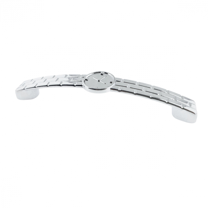 Maner din metal pentru mobilier, lungime 150 mm, cu design ceas, MOB-66990, argintiu [4]
