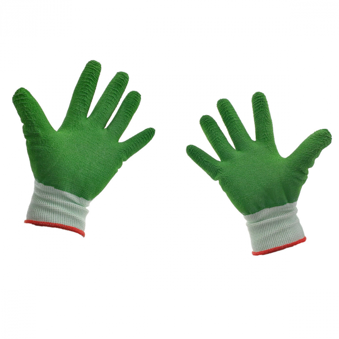 Manusi de protectie complet cauciucate, cu manseta elastica, marime universala, verzi [2]