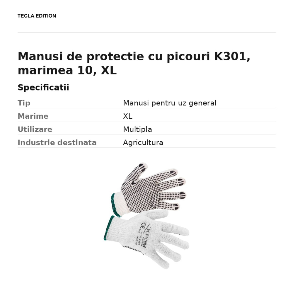 Manusi de protectie cu picouri K301, marimea 10, XL [3]