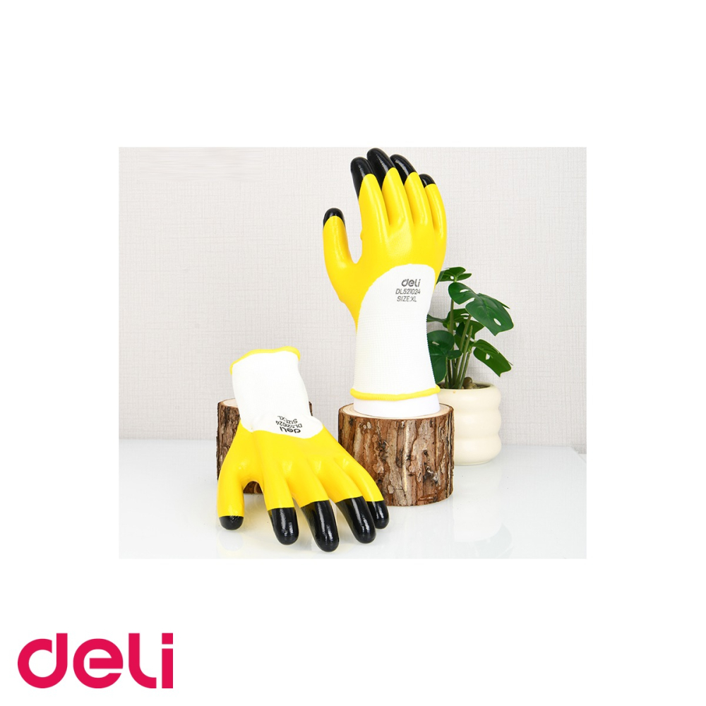 Manusi de protectie Deli, textil cu acoperire nitril mat, marime XL, rezistente la substante chimice si abraziuni, set 2 bucati [4]