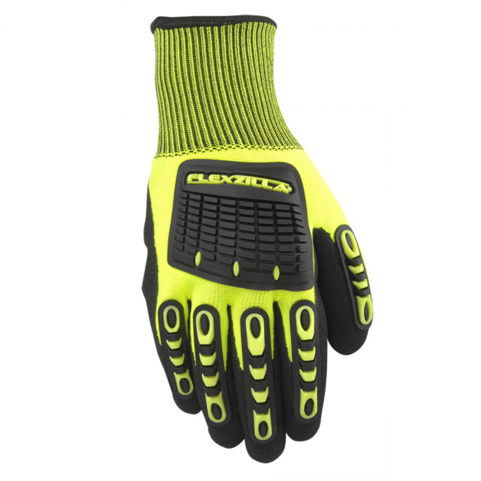 Manusi de protectie, impotriva impactului minor, fibre textile, nitril si TPR, manson elastic, galben cu negru [3]