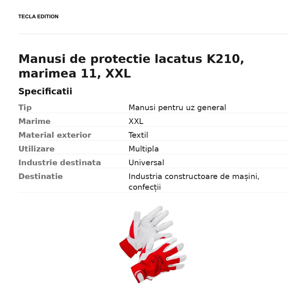 Manusi de protectie lacatus K210, marimea 11, XXL [3]