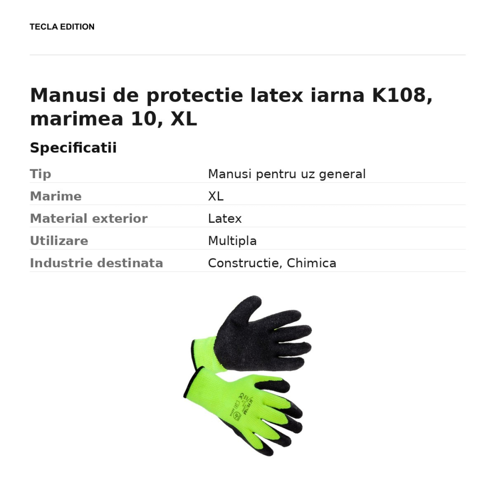 Manusi de protectie latex iarna K108, marimea 10, XL [3]
