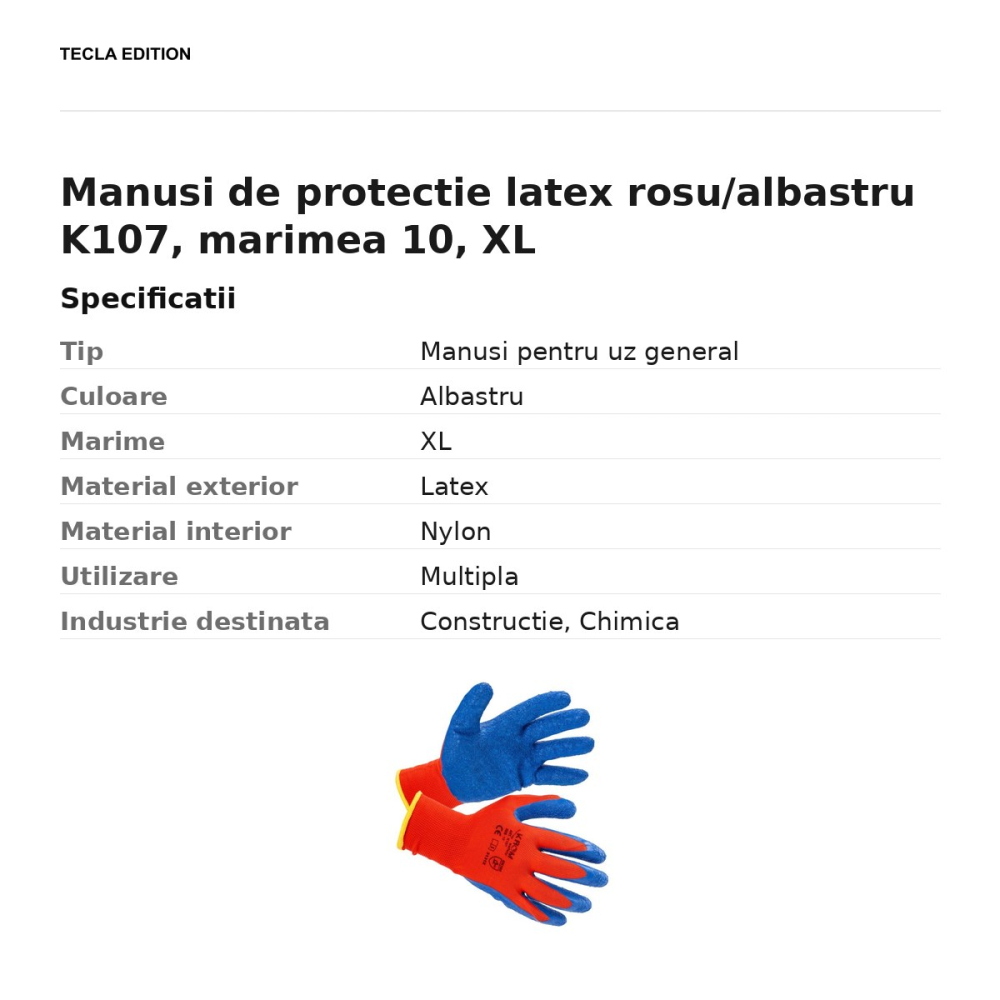 Manusi de protectie latex rosu/albastru K107, marimea 10, XL [3]
