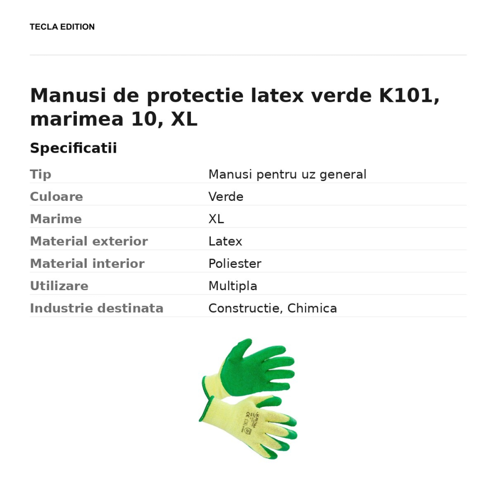 Manusi de protectie latex verde K101, marimea 10, XL [3]