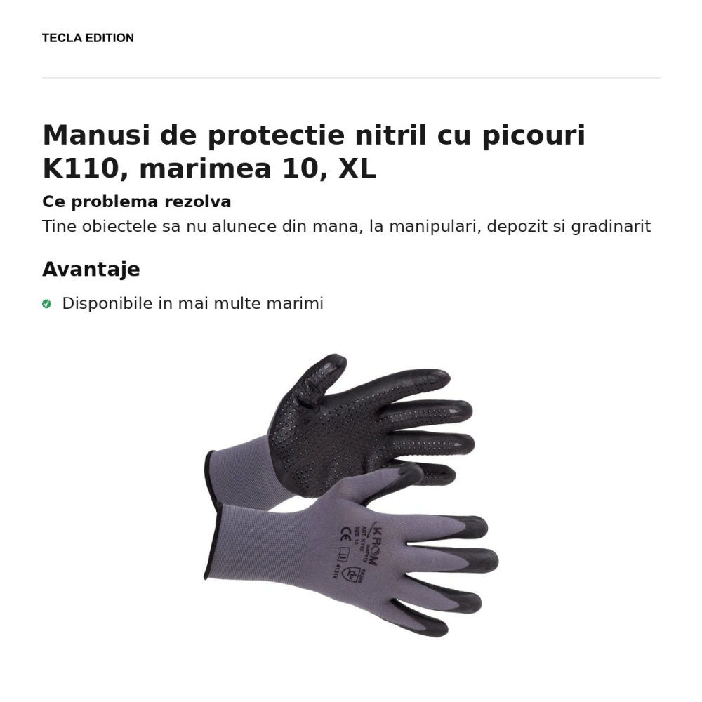 Manusi de protectie nitril cu picouri K110, marimea 10, XL [2]