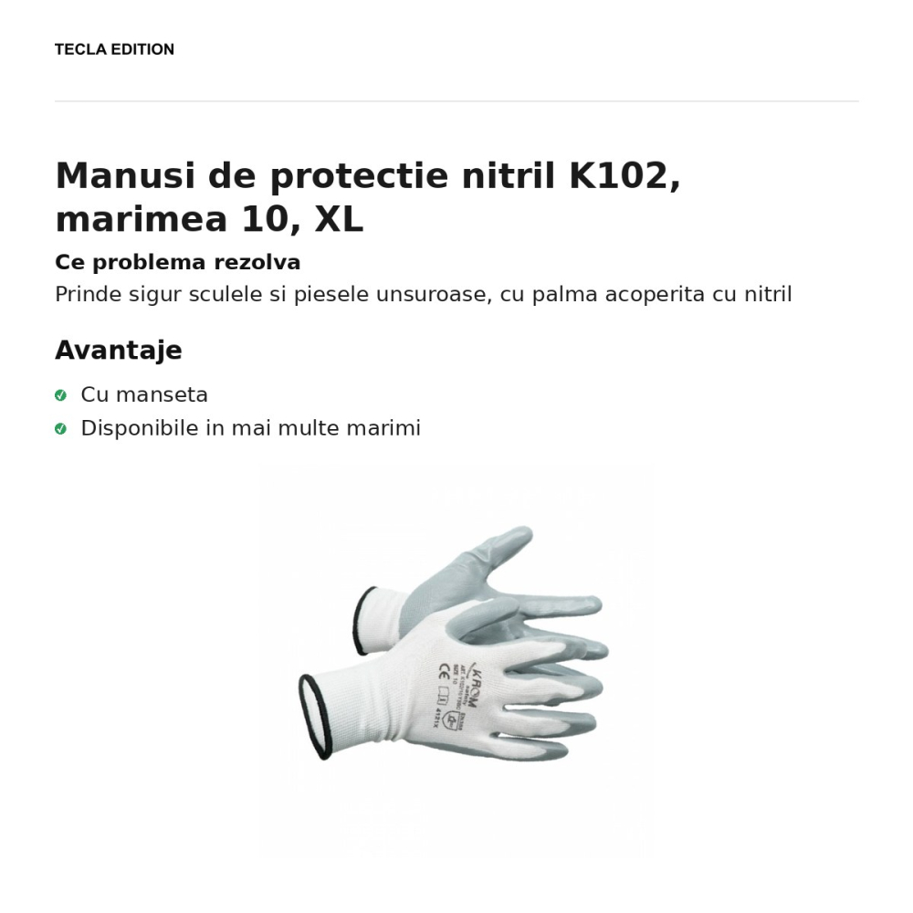 Manusi de protectie nitril K102, marimea 10, XL [2]
