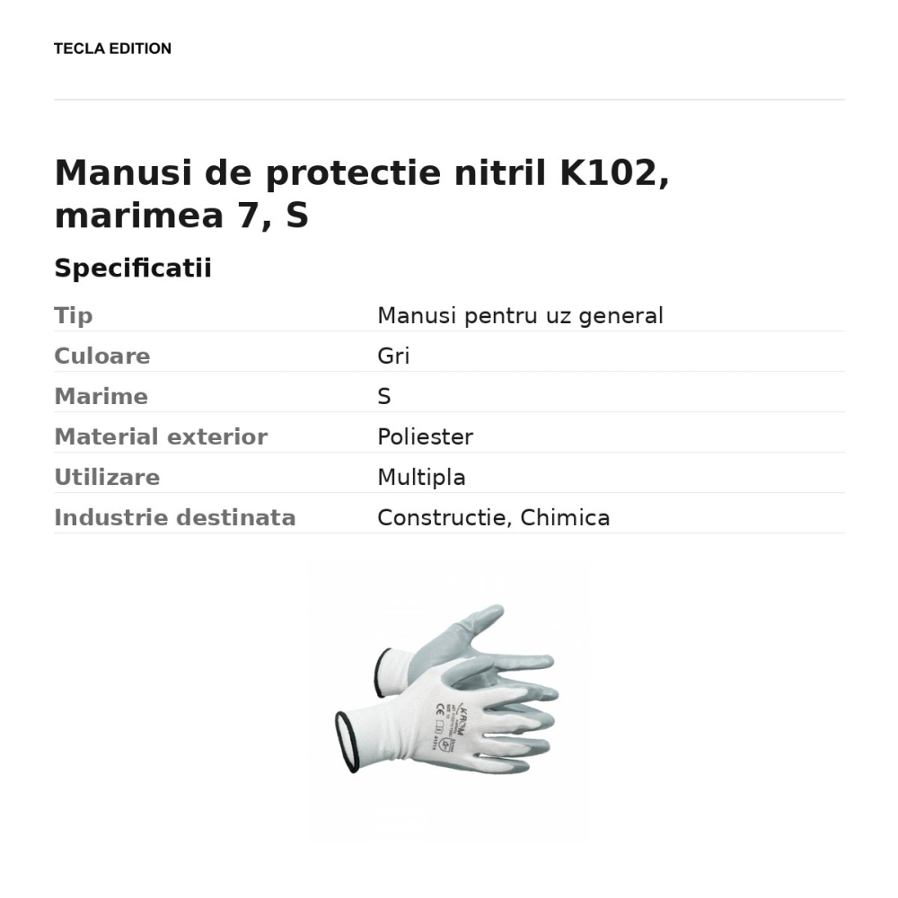 Manusi de protectie nitril K102, marimea 7, S [3]
