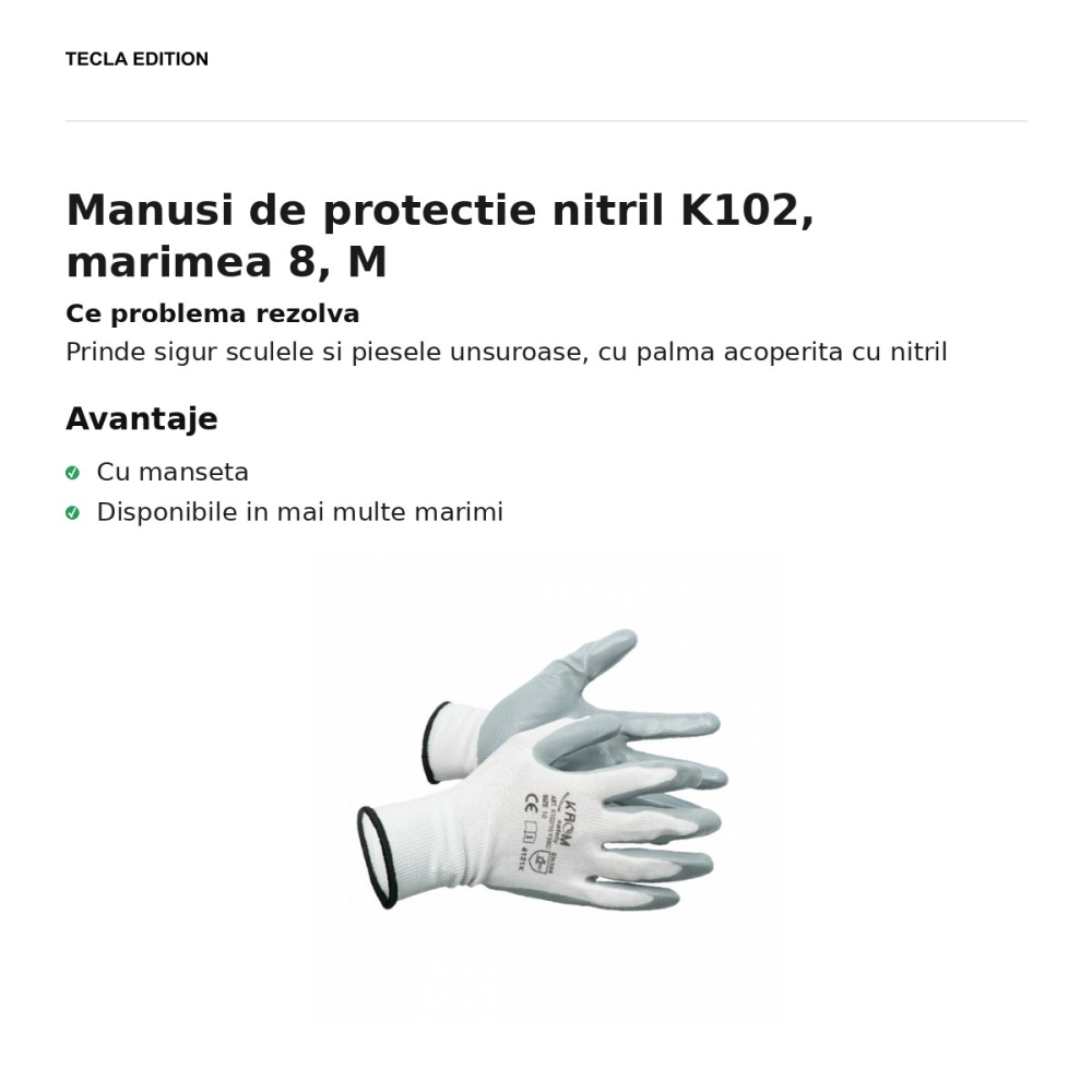 Manusi de protectie nitril K102, marimea 8, M [2]