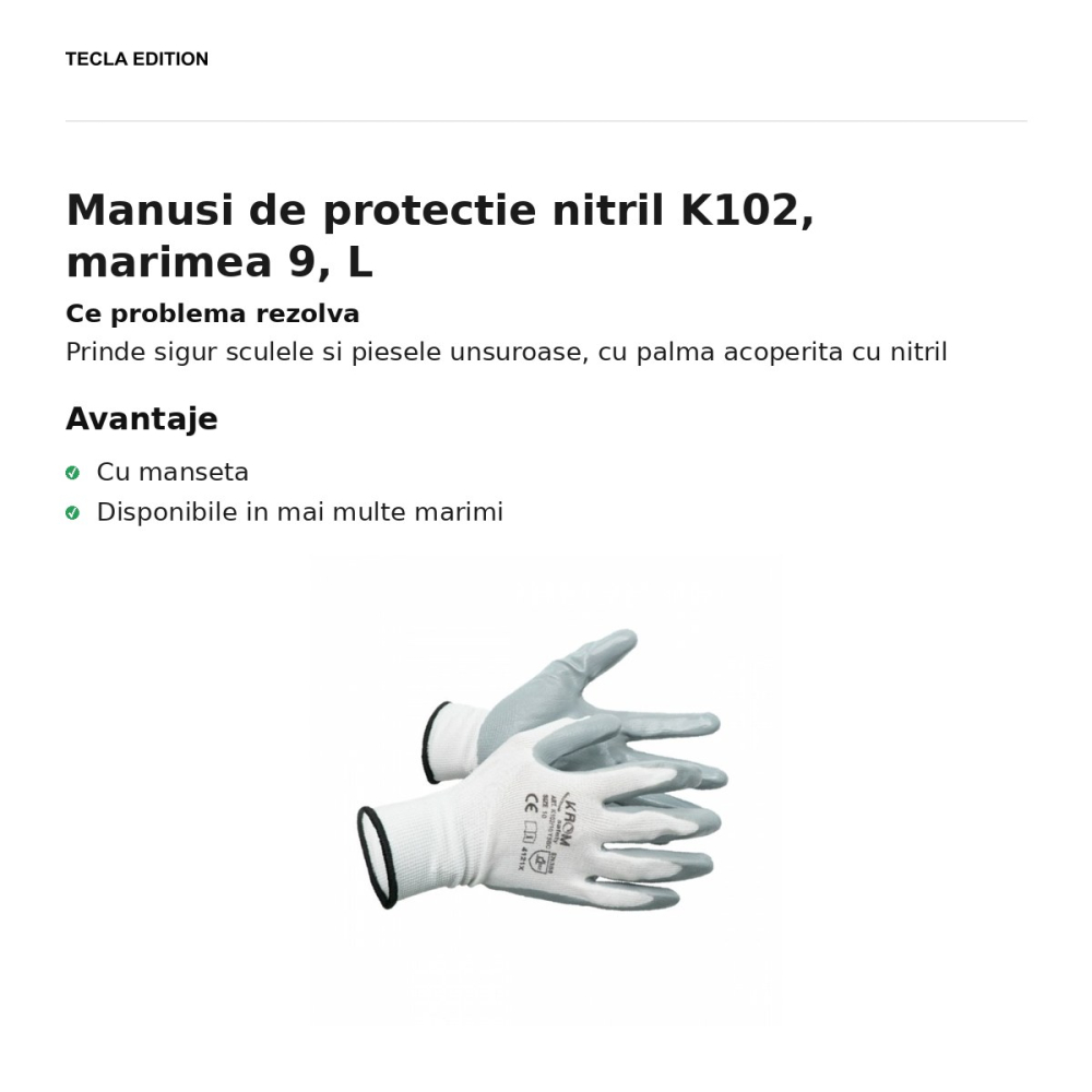 Manusi de protectie nitril K102, marimea 9, L [2]