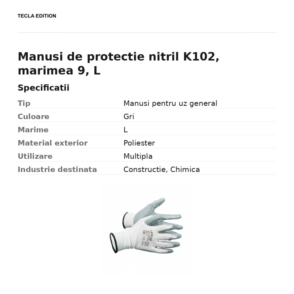 Manusi de protectie nitril K102, marimea 9, L [3]