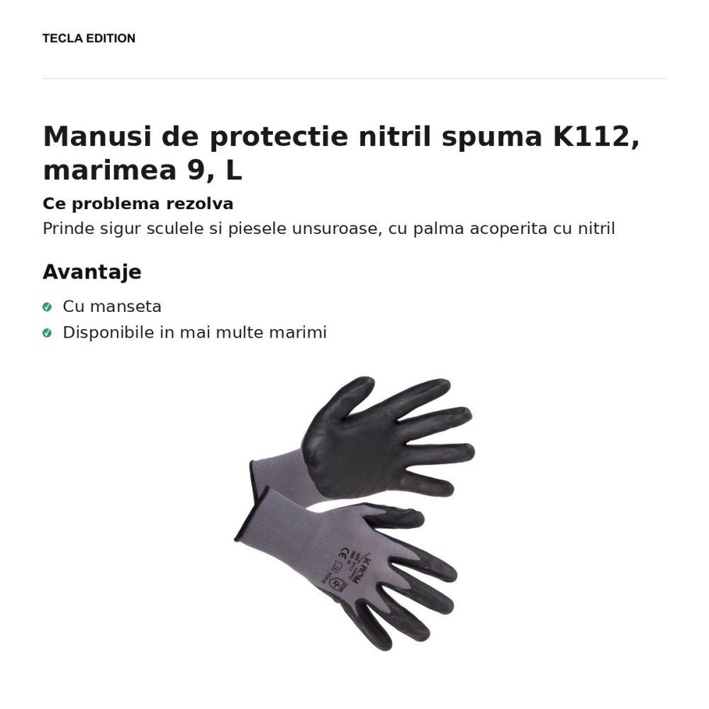 Manusi de protectie nitril spuma K112, marimea 9, L [2]