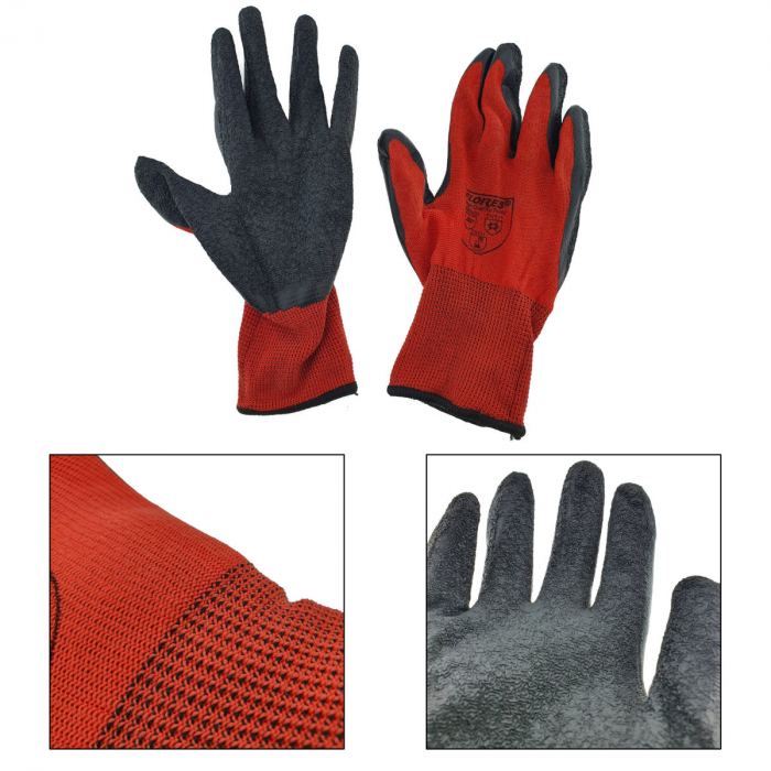 Manusi de protectie universale, Flores 12643, manson elastic, material cauciucat negru cu sintetic rosu [4]