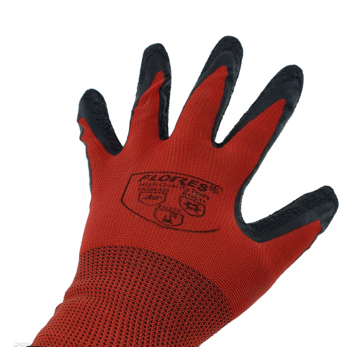 Manusi de protectie universale, Flores 12643, manson elastic, material cauciucat negru cu sintetic rosu [3]