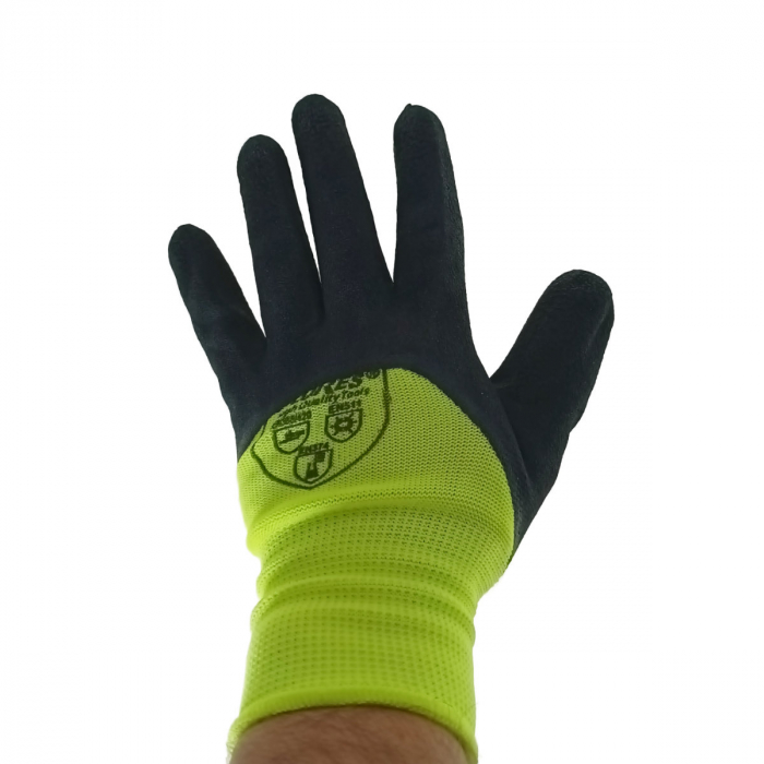 Manusi de protectie universale, Flores FS-13984, manson elastic, material cauciucat negru cu sintetic verde [5]