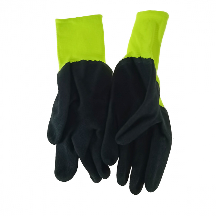 Manusi de protectie universale, Flores FS-13984, manson elastic, material cauciucat negru cu sintetic verde [3]