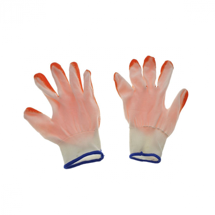 Manusi de protectie universale, material textil si PVC, albe cu portocaliu [3]