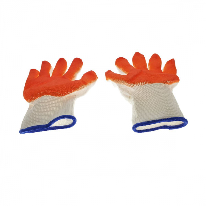 Manusi de protectie universale, material textil si PVC, albe cu portocaliu [2]