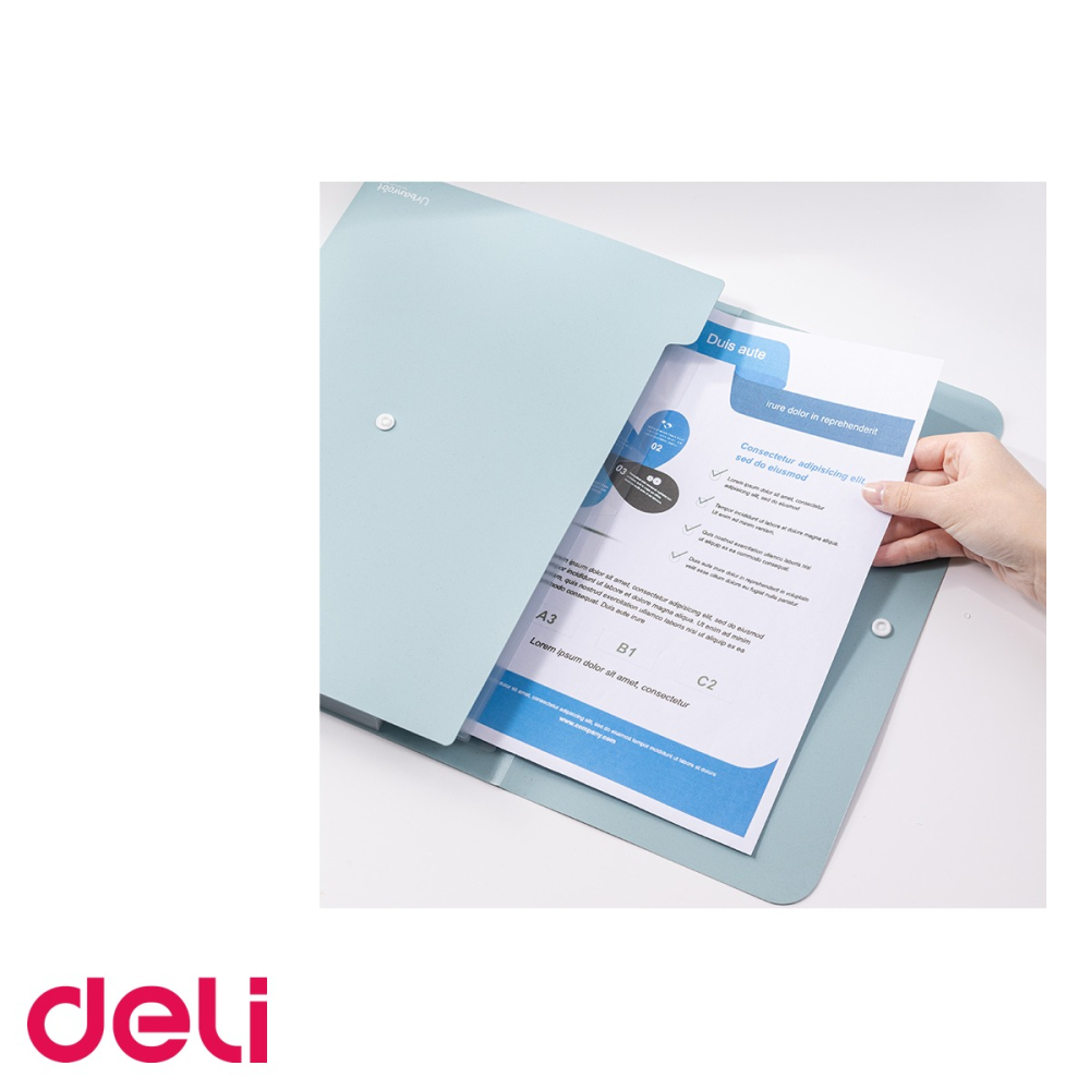 Mapa cu 7 separatoare Deli, material eco din fibre de grau, cu buton de inchidere, pentru organizare documente [5]