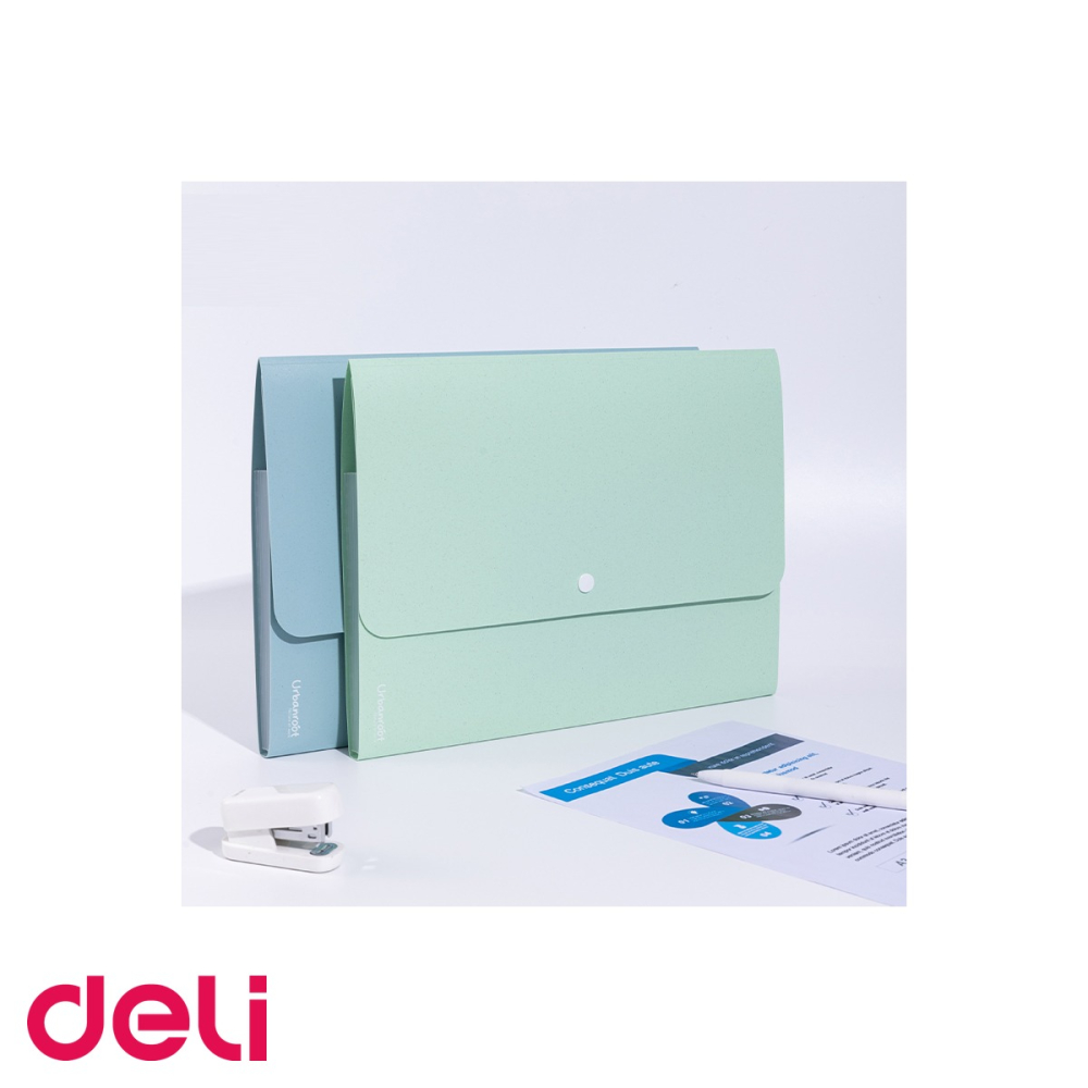 Mapa cu 7 separatoare Deli, material eco din fibre de grau, cu buton de inchidere, pentru organizare documente [4]