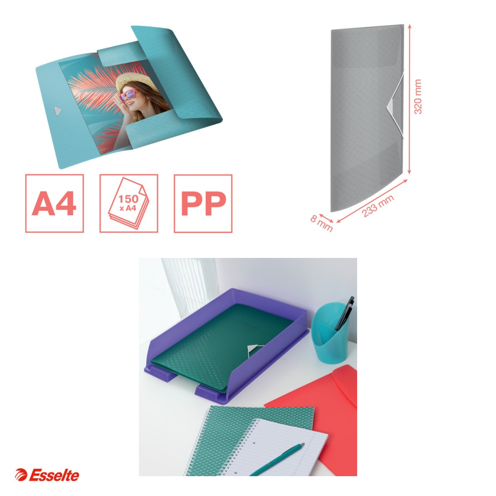 Mapa cu elastic Esselte Colour'Breeze, PP, A4, 150 de coli, pentru transport, albastru [4]