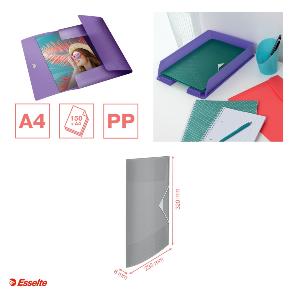 Mapa cu elastic Esselte Colour'Breeze, PP, A4, 150 de coli, pentru transport, lavanda [4]