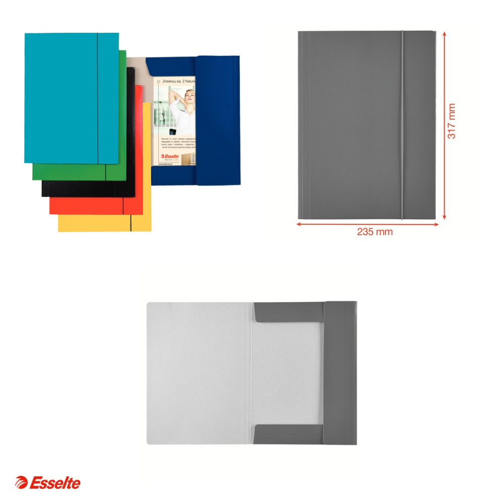 Mapa cu elastic Esselte Economy, carton, A4, capacitate 150 coli, pentru arhivare, albastru inchis [4]
