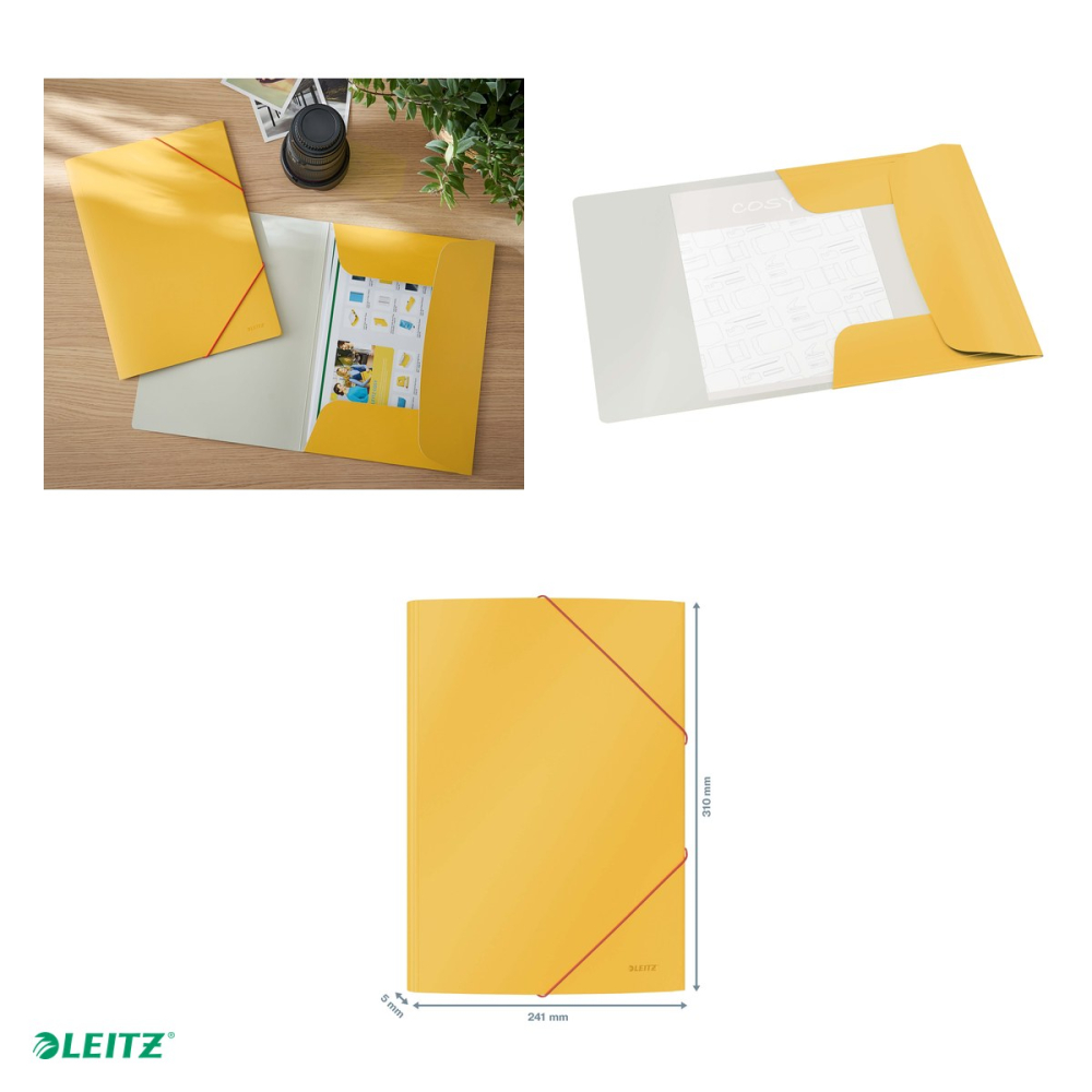 Mapa cu elastic Leitz Cosy, carton laminat, A4, capacitate 150 coli, pentru laminare, galben Chihlimbar [5]