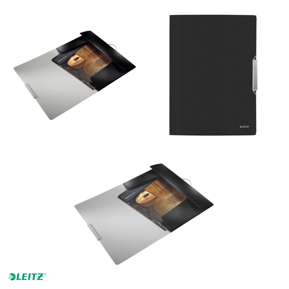 Mapa cu elastic Leitz Style, PP, A4, capacitate 150 coli, pentru transport, negru Satin [4]