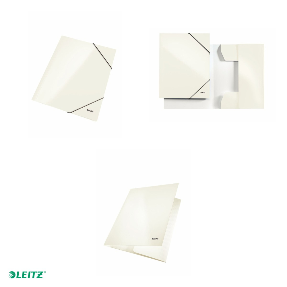 Mapa cu elastic Leitz WOW, carton laminat, A4, capacitate 250 coli, pentru transport, alb [4]