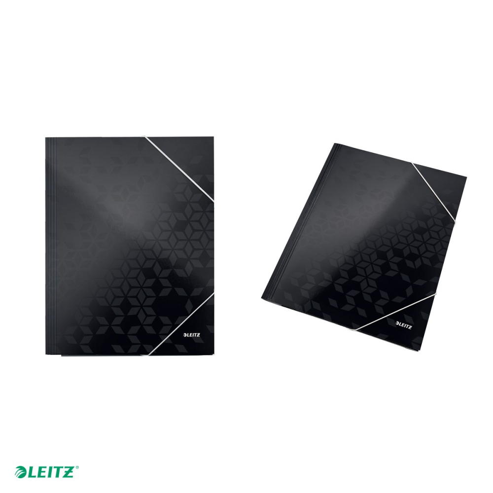 Mapa cu elastic Leitz WOW, carton laminat, A4, capacitate 250 coli, pentru transport, negru [4]